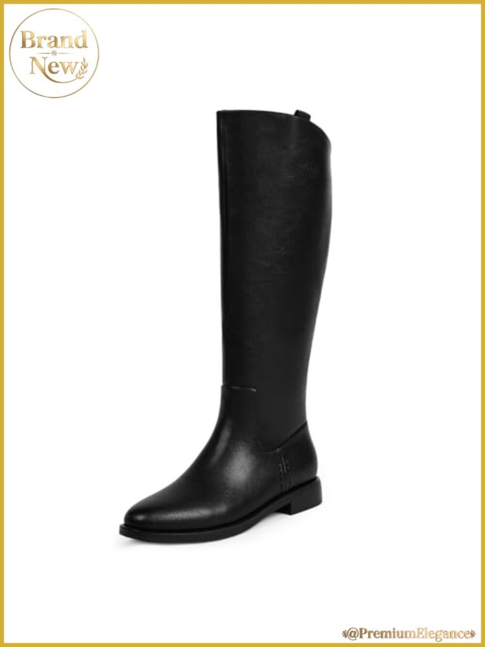 Womens Knee High Riding Boots Faux Leather Round Toe Low Chunky Heel
